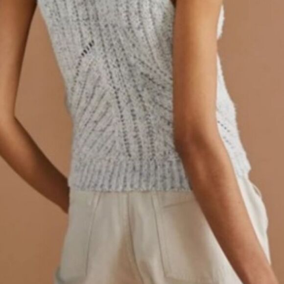 Anthropologie Shrug Sweater Set - Cream w/Navy  (2 Pieces) - NWT - Picture 4 of 8